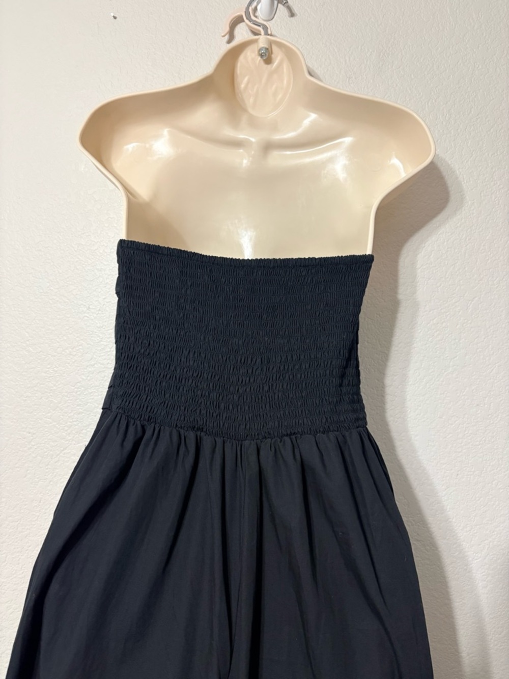 Band of the Free Strapless Black Wide-Leg Jumpsuit w Pleated Bodice Smocked Back - Picture 6 of 15